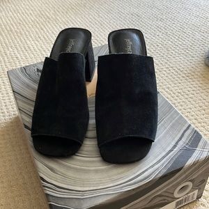 Jeffrey Campbell Perpetua black suede slide chunky heals